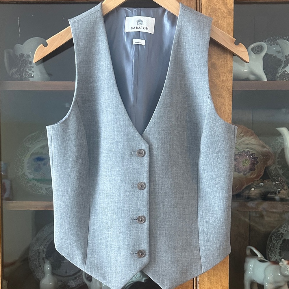 Babaton Deniro Gray Buttoned Vest